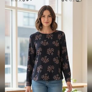 Ann Taylor Loft Floral Blouse Long Sleeve Women's Size Small